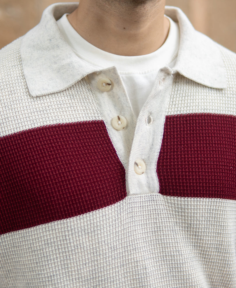 Wine Structured Stripe T-Shirt 100% Cotton