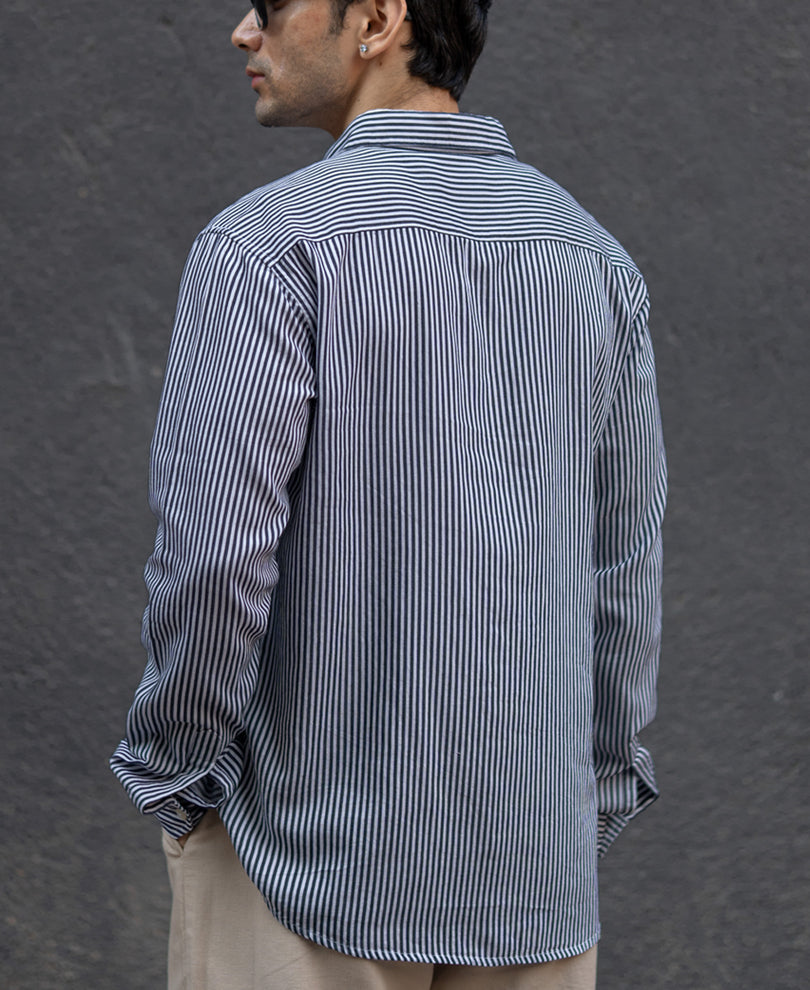 Black & White Striped Shirt 100% Cotton