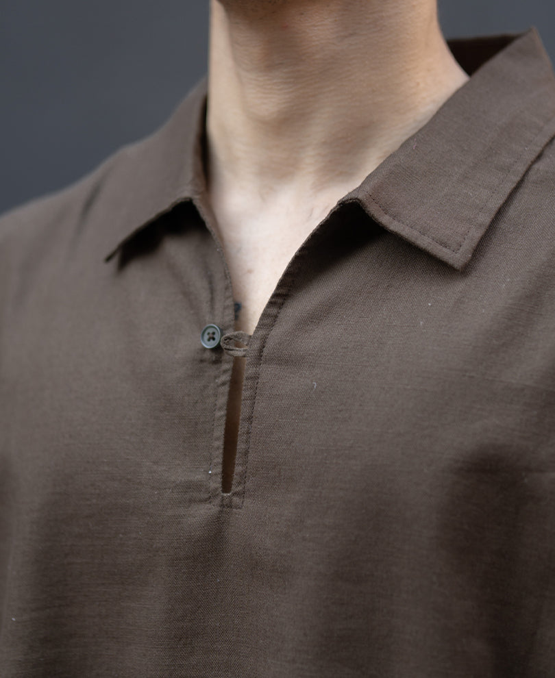 Brown Lightweight Structured Kurta Shirt 100% Cotton