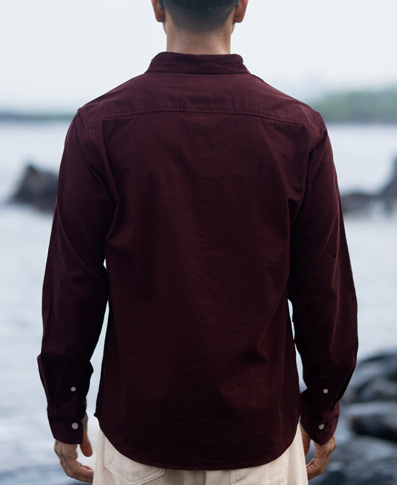 Wine Corduroy Buttondown Shirt 100% Cotton