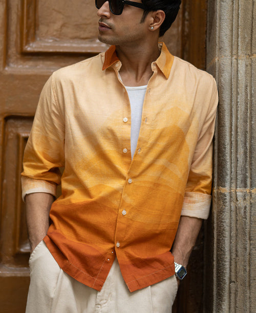 Abstract Mountain Print Shirt 100% Cotton