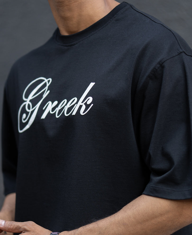 Black Greek Graphic T-Shirt 100% Cotton