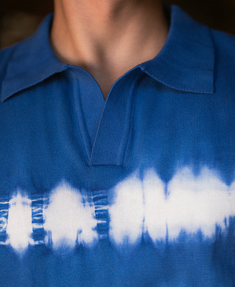 Blue Tie Dye Knit T-Shirt 100% Cotton
