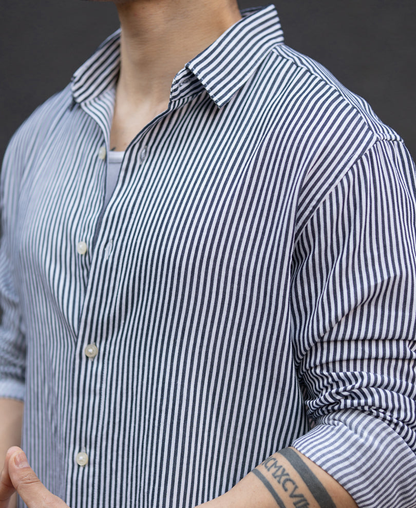 Black & White Striped Shirt 100% Cotton